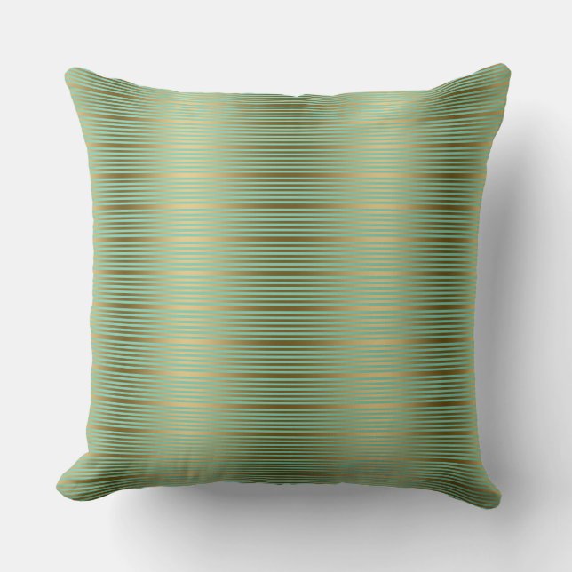 Coussin Motif De Grilles Vertes Et Dorées (Recto)