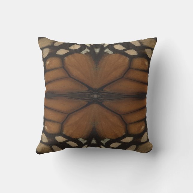Coussin Motif de gros plan d'aile de papillon monarque  (Verso)