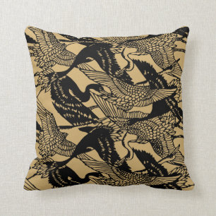 Coussin Motif de grue japonais vintage