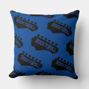 Coussin Motif de Guitare Rock et Roll bleu