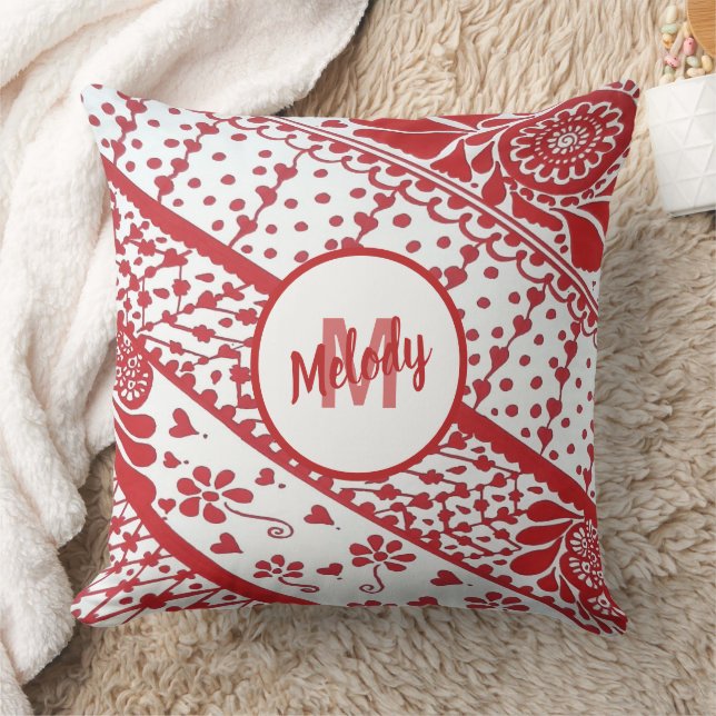 Coussin Motif de henné rouge peint à la main (Couverture)