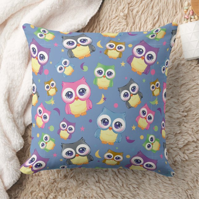 Coussin Motif de hibou fantaisiste sur décoration intérieu (Couverture)