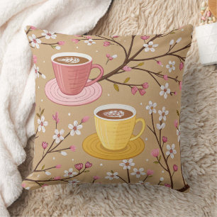 Coussin Motif de housse de café Fleur de Cerisier (4)