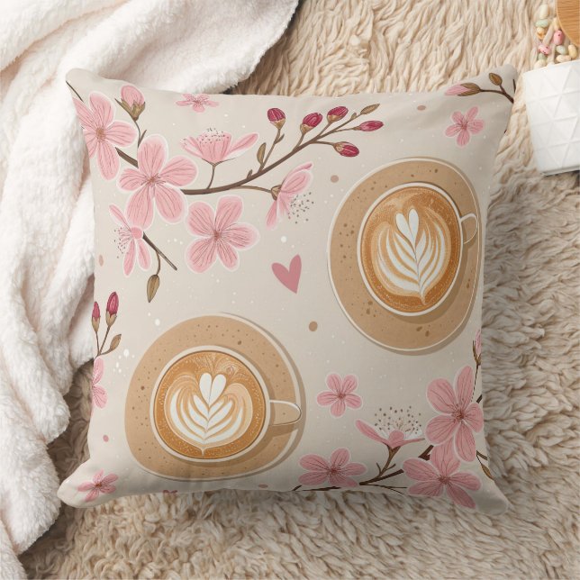 Coussin Motif de housse de café Fleur de Cerisier (7) (Couverture)