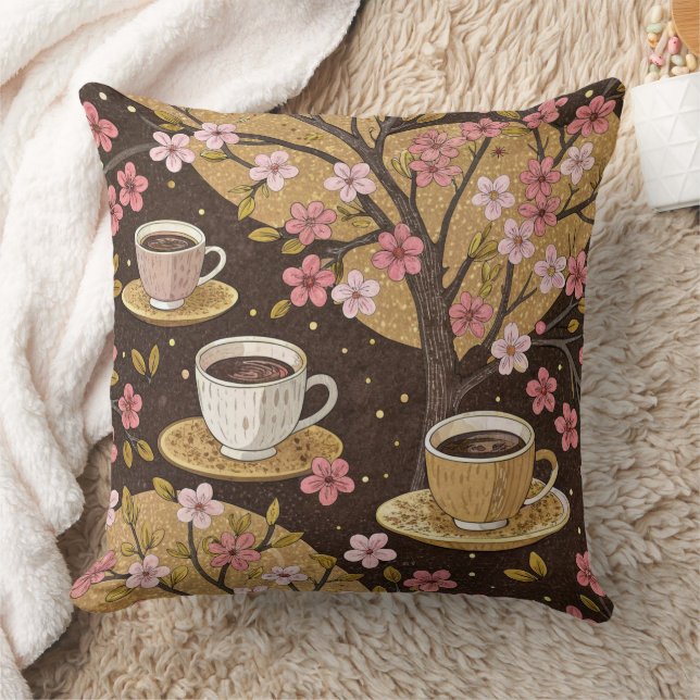 Coussin Motif de housse de café Fleur de Cerisier (8) (Couverture)
