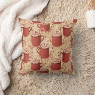 Coussin Motif de housse de chocolat chaud Noël vintage