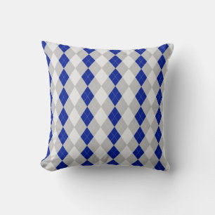 Coussin Motif de JACQUARD de diamants gris et bleu MIDNIGH