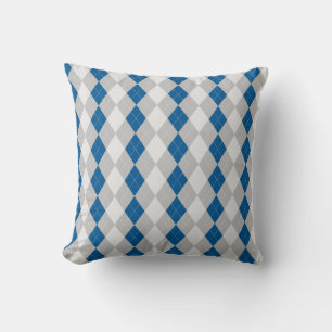 Coussin Motif de JACQUARD de diamants gris et bleu OCÉAN