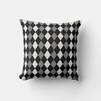 Coussin Motif de JACQUARD de diamants gris noir et acier