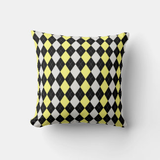 Coussin Motif de JACQUARD de diamants JAUNE et Noir & BANA