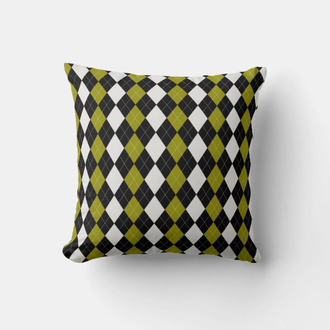 Coussin Motif de JACQUARD de diamants verts Black & ASPARA (Recto)