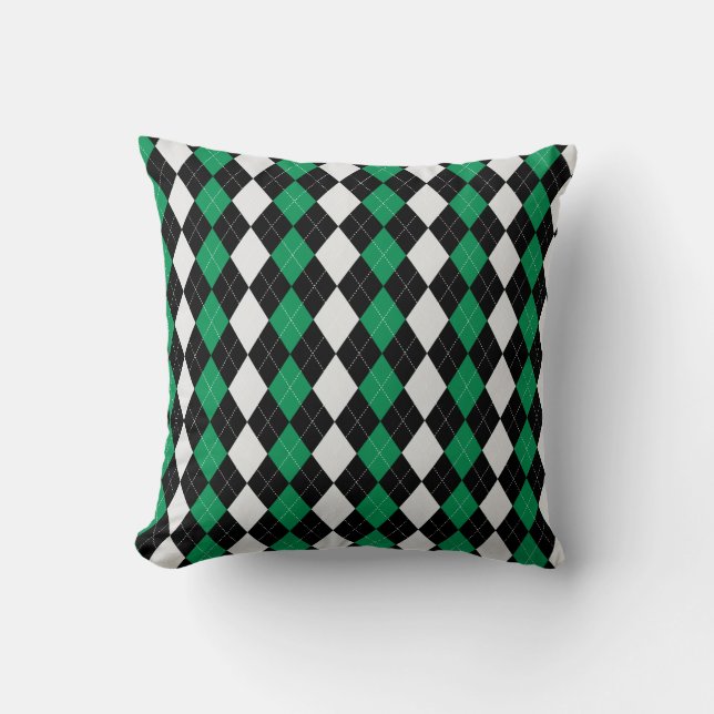 Coussin Motif de JACQUARD de diamants verts Black & MOSS (Recto)