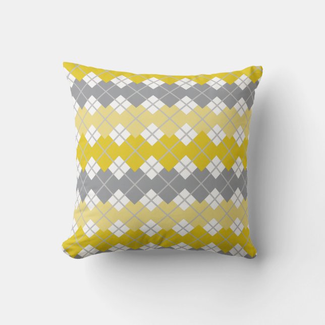 Coussin Motif de Jacquard jaune et gris (Recto)