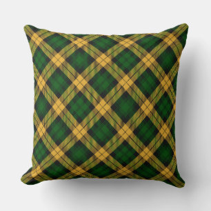 Coussin Motif de Jacquard Tartan Jaune Vert