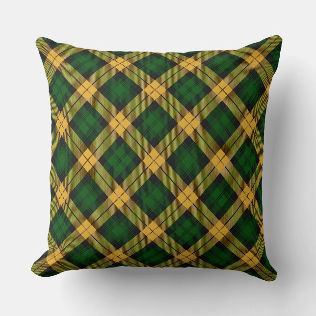 Coussin Motif de Jacquard Tartan Jaune Vert (Recto)
