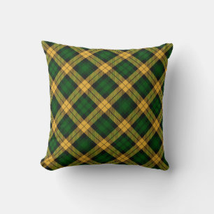 Coussin Motif de Jacquard Tartan Jaune Vert
