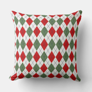 Coussin Motif de Jacquard vert et rouge
