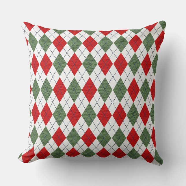 Coussin Motif de Jacquard vert et rouge (Recto)