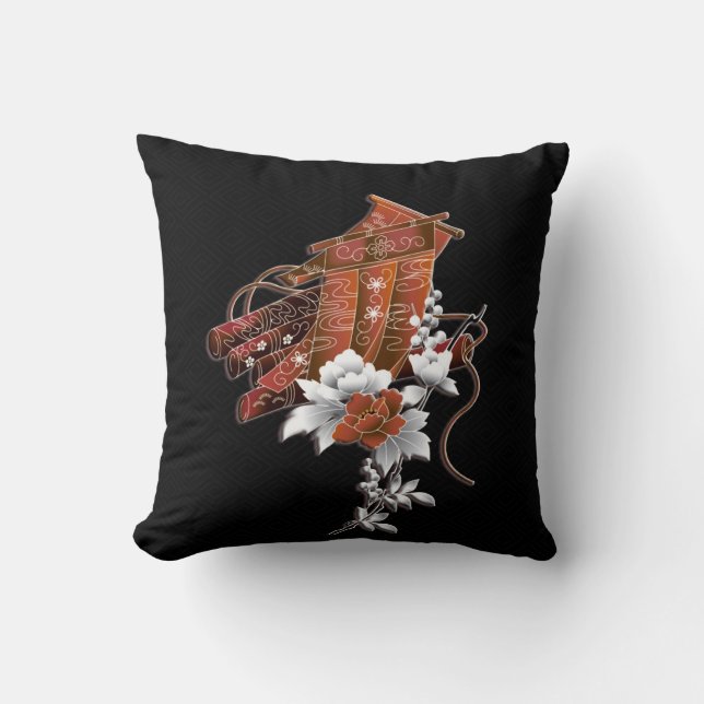 Coussin Motif de Japonais de radeau de fleur (Recto)