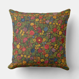 Coussin Motif de jardin botanique antique vibrant