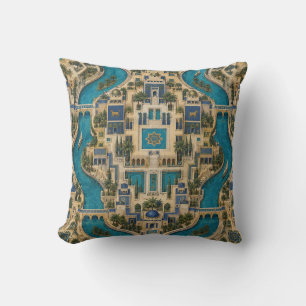 Coussin Motif de jardin du palais du canal turquoise