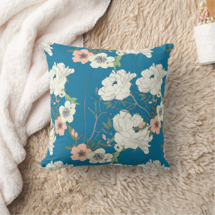 Coussin Motif de jardin floral blanc
