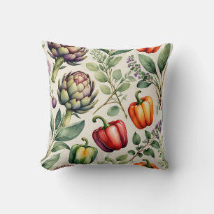 Coussin Motif de jardin potager à l'aquarelle