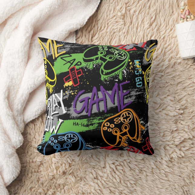 Coussin Motif de jeu graffiti néon (Couverture)