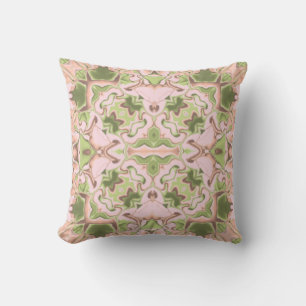 Coussin Motif de kaléidoscope de napperon rose et vert
