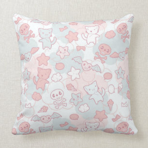 Coussin motif de kawaii avec le griffonnage