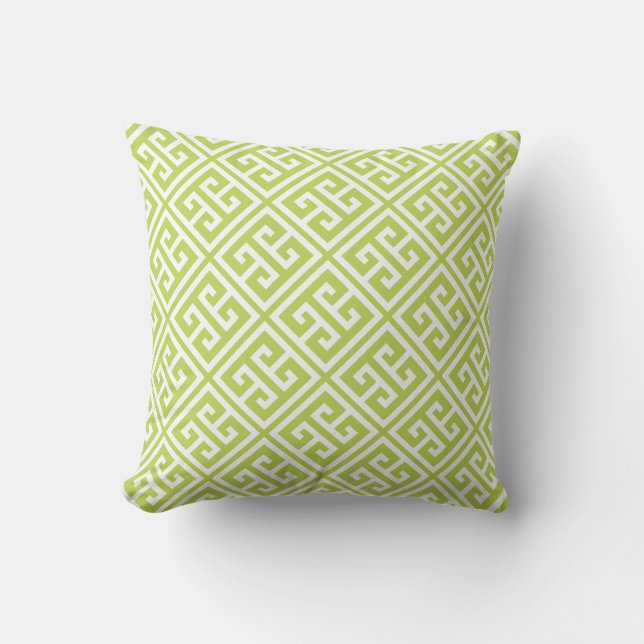 Coussin Motif de la clé grecque de Kiwi Green (Recto)