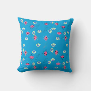Coussin Motif de la coccinelle, du Bruant et du visage ani