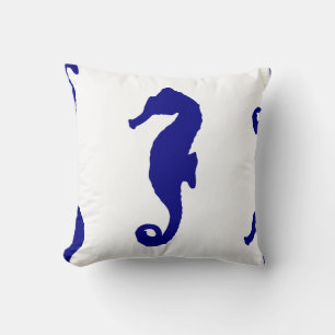 Coussin Motif de la côte de Blue Seahorse