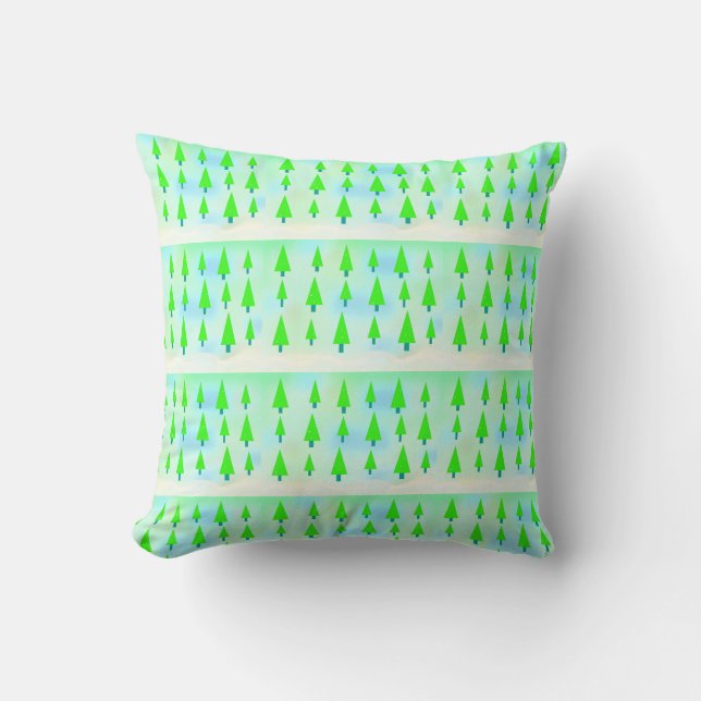 Coussin Motif de la ferme des arbres de Noël verts (Recto)