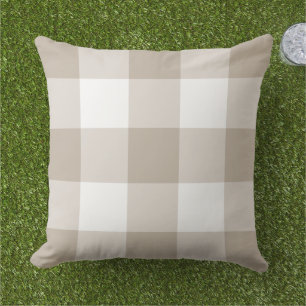 Coussin Motif de la ferme en En vichy beige et blanc
