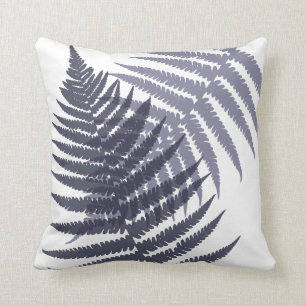 Coussin Motif de la feuille de fleur bleu de marine Indigo