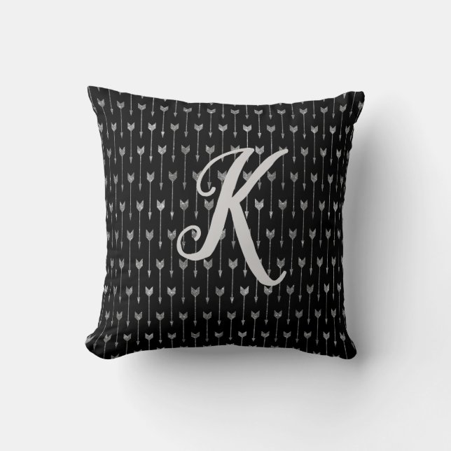 Coussin Motif de la flèche de Parties scintillant noir et  (Recto)