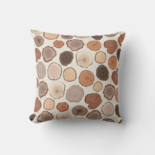 Coussin Motif de la forêt des anneaux d'arbre (Recto)