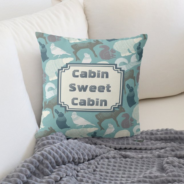 Coussin Motif de la forêt d'hiver cabine (Créateur téléchargé)