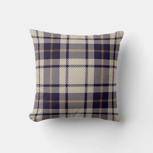 Coussin Motif de la marine bleu beige écossais Tartan Plai