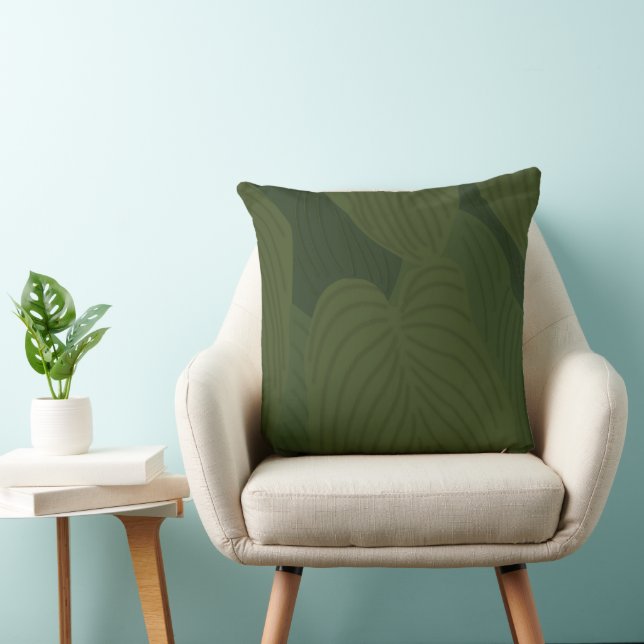 Coussin Motif de la nature botanique Feuille verte (Chaise)