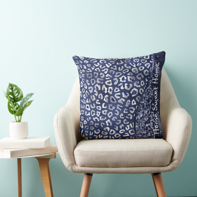 Coussin Motif de la peau d'animal bleu Parties scintillant (Chaise)
