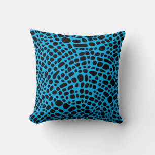 Coussin Motif de la peau orangée psychédélique bleue et no