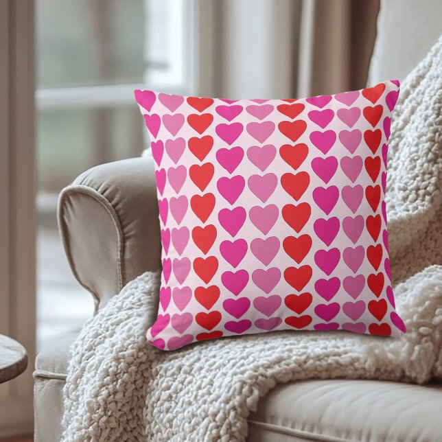 Coussin Motif de la Saint-Valentin Cœurs Fuchsia Rose Roug (Créateur téléchargé)