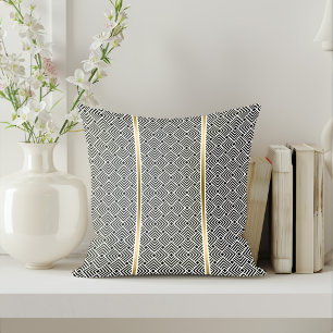 Coussin Motif de labyrinthe géométrique moderne blanc sur