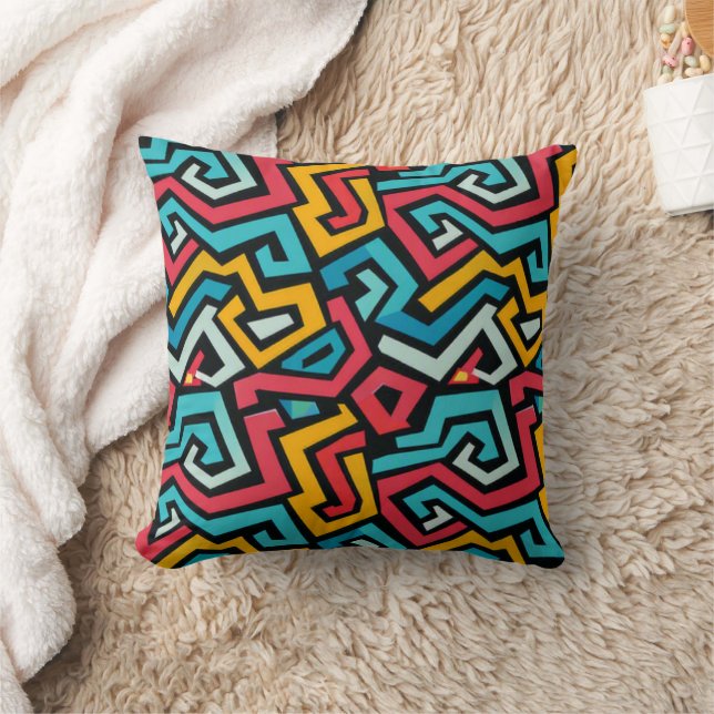 Coussin Motif de labyrinthe géométrique rétro (Couverture)