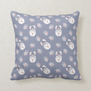 Coussin Motif de lamas et de fleurs