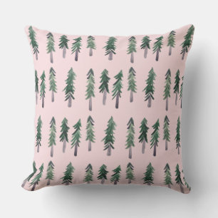 Coussin Motif de l'aquarelle de la forêt des pins