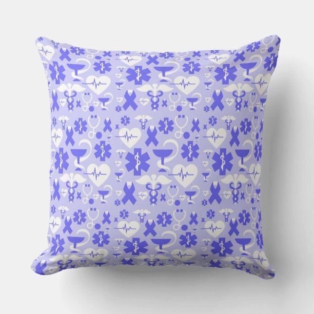 Coussin Motif de l'élément pharmacie bleu blanc (Recto)
