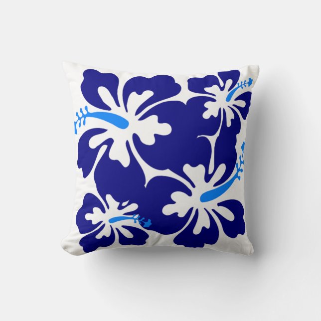 Coussin Motif de l'Hibiscus bleu (Recto)